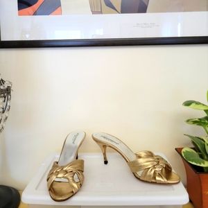 Dolce and Gabbana metallic gold Knotted leather mules